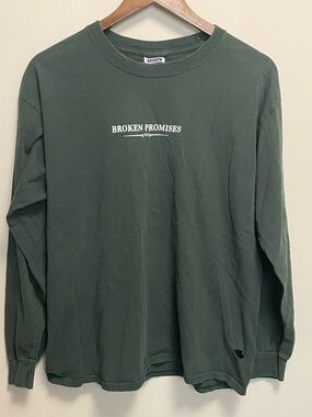 Broken Promises Forest Green Long Sleeve T-Shirt Size Large